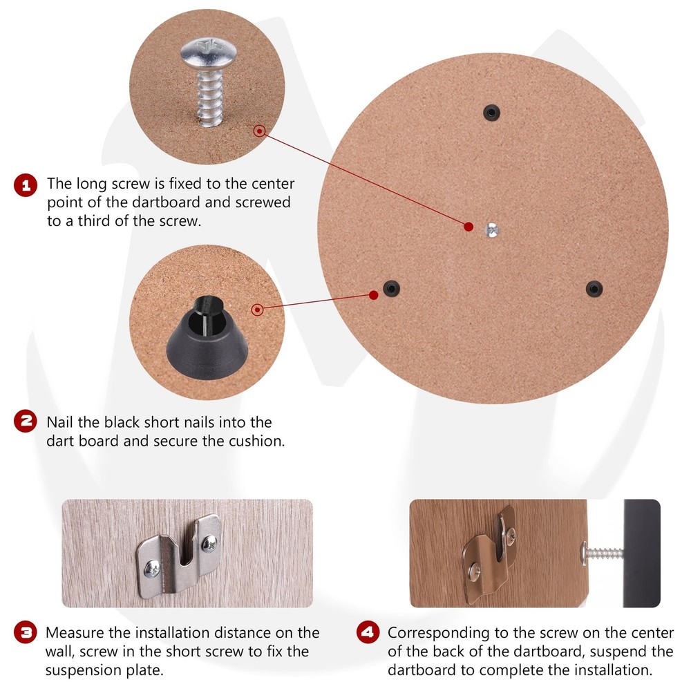 Dartboard Hanger - Wall Mounting Kit with Hooks for Dartboard