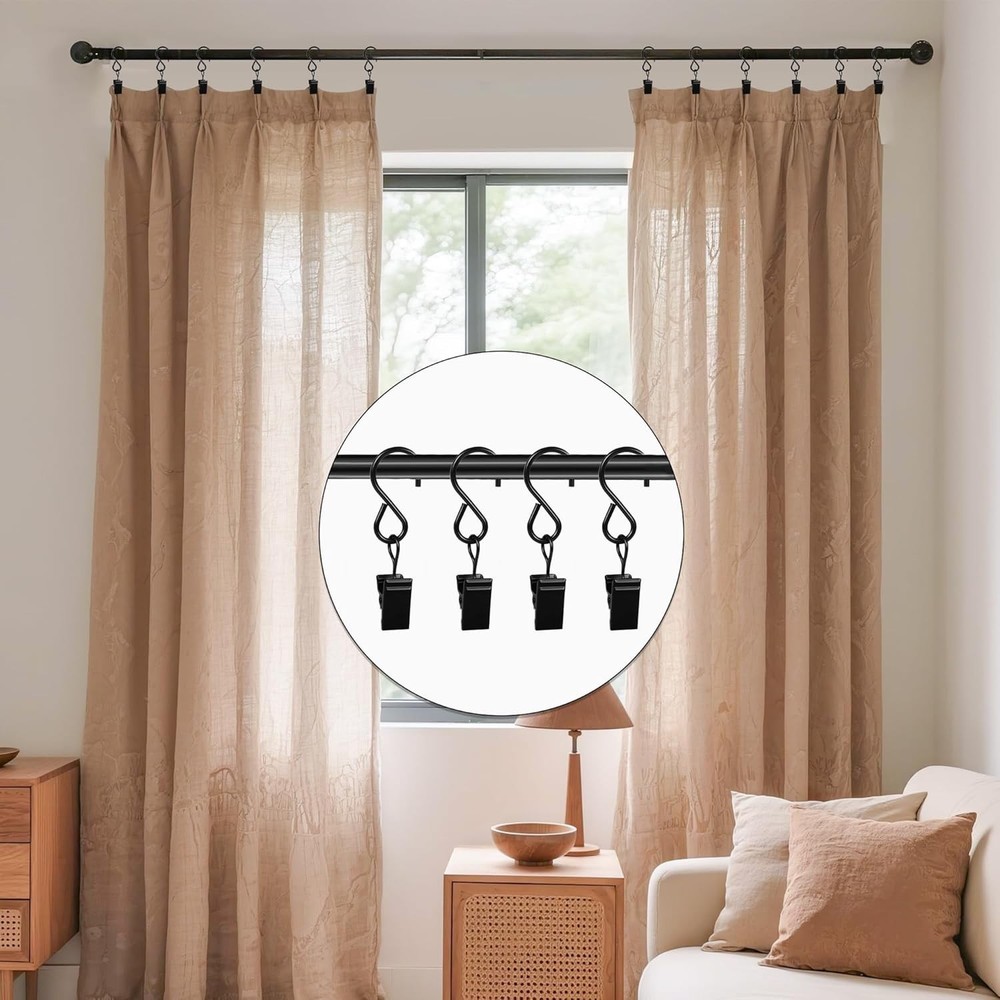 46 Pack Curtain Hooks Metal Clips, Light Clips for outside String Lights Curtain