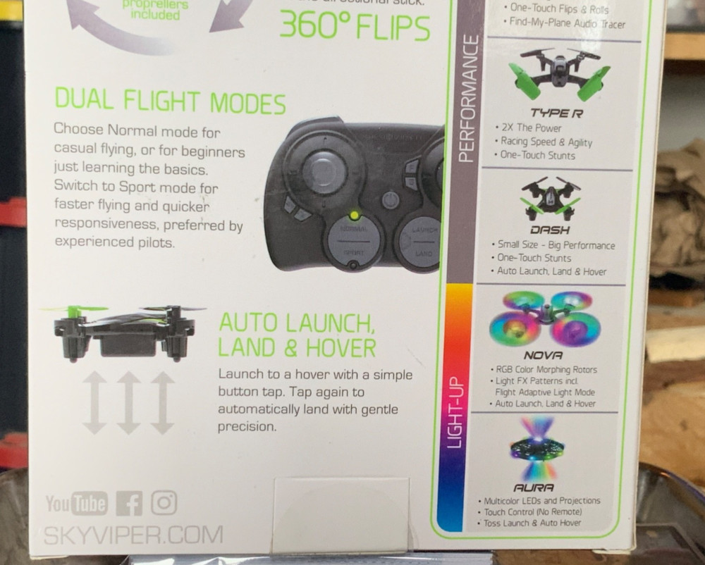 Sky Viper Dash Nano Drone Indoor Flying Black/Green