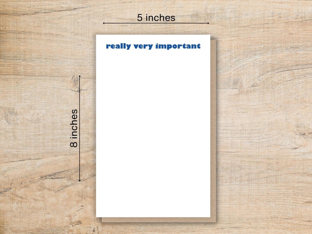Personalized 5x8 Unlined Notepad - Font and Color Options