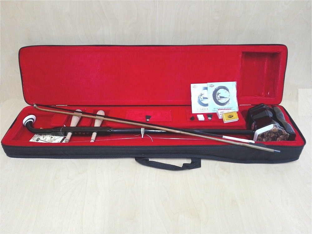 Chinese 2-stringed Fiddle, Erhu, Solid Timber Body,Neck + Foam Case,Strings