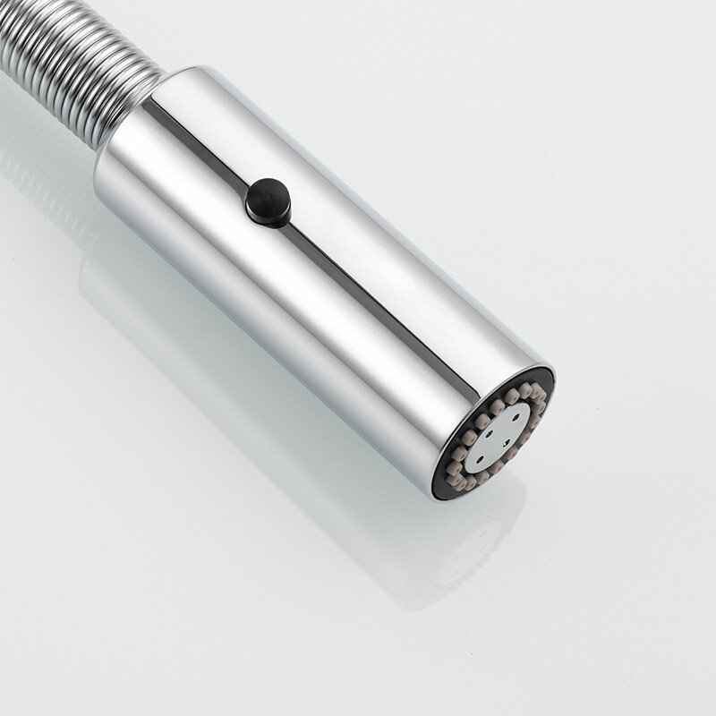 Chrome Brass Kitchen Faucet with Pull Down Sprayer,Commercial Single Handle Tap