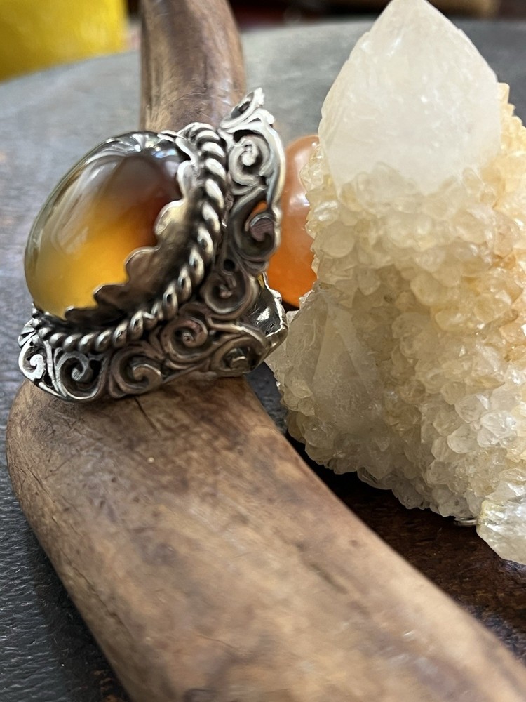Handmade Sterling And Carnelian Statement Ring Size 7
