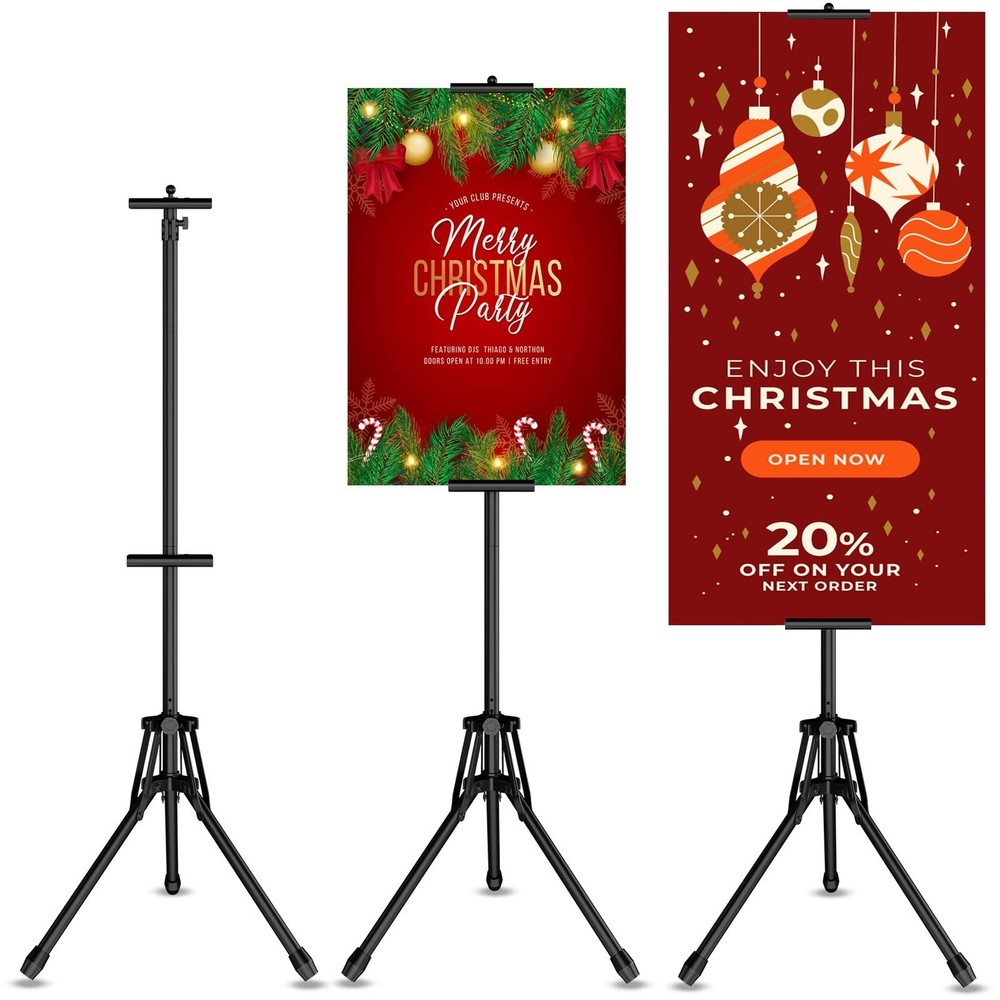 Poster Stand for Display, 80'' Adjustable Sign Stand Tripod, Retractable Post...