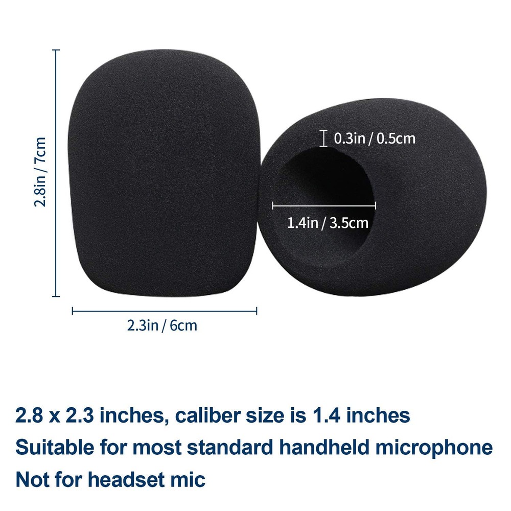 6 Pack Foam Microphone Covers, Thick Handheld Mic Windscreen Pop Filter