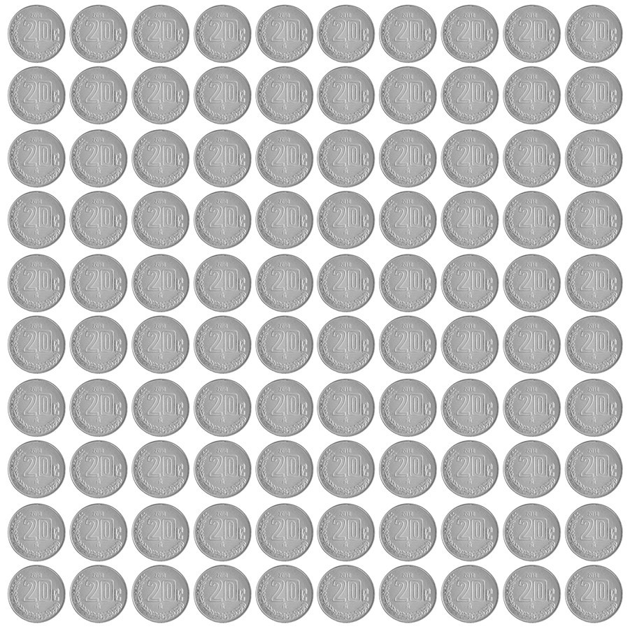 Mexico 20 Centavos, 2013, KM #935, Mint X 100 PCS