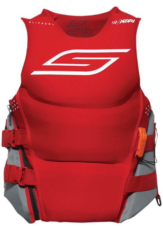 SLIPPERY "ARRAY" SIDE ENTRY NEOPRENE PFD LIFE VEST PRESERVER - MEN'S SMALL - RED