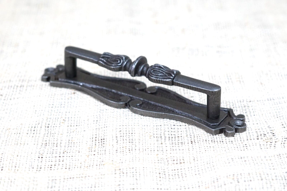 2 Handles Cabinet Pulls Door Handle Natural Iron Large Hardware Vintage Silver