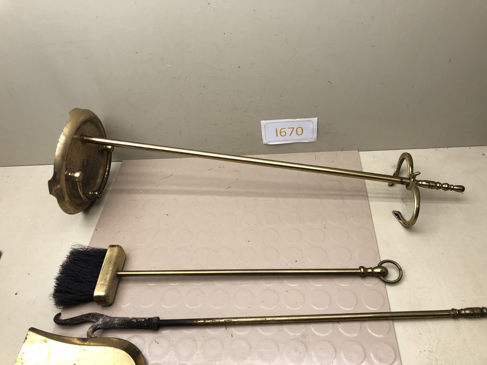 Vintage BRASS FIREPLACE TOOL SET - Japan