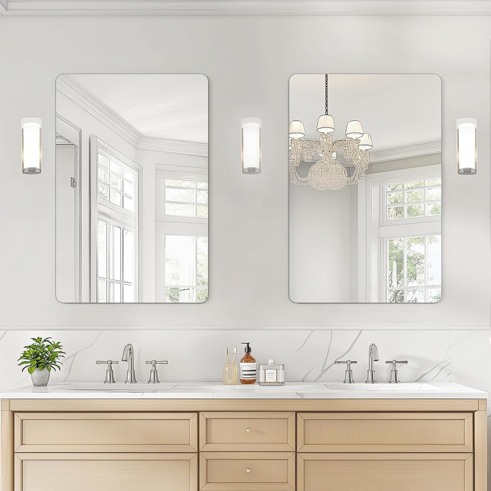 USHOWER 2-Pack Frameless Bathroom Mirror 24x36 Rectangular Wall Vanity Mirror US