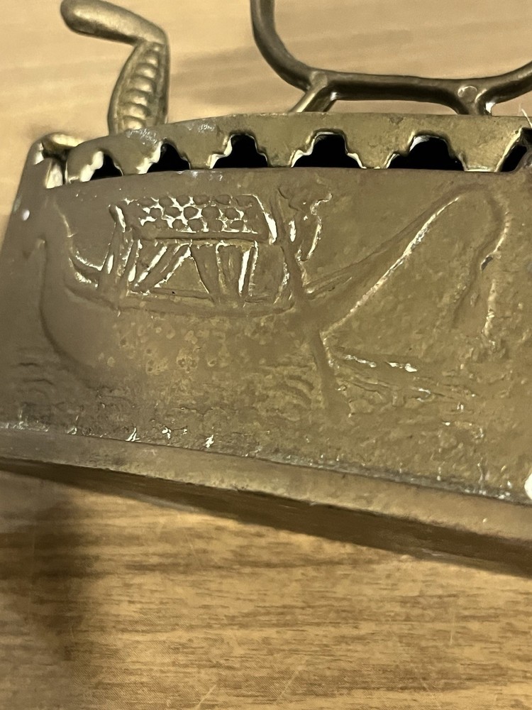 Vintage Embossed Brass Sad Iron