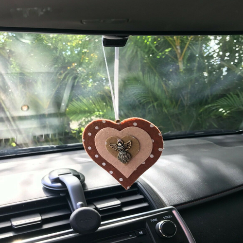 Brown Heart Felt Car Air Freshener, Reusable Aromatherapy Diffuser