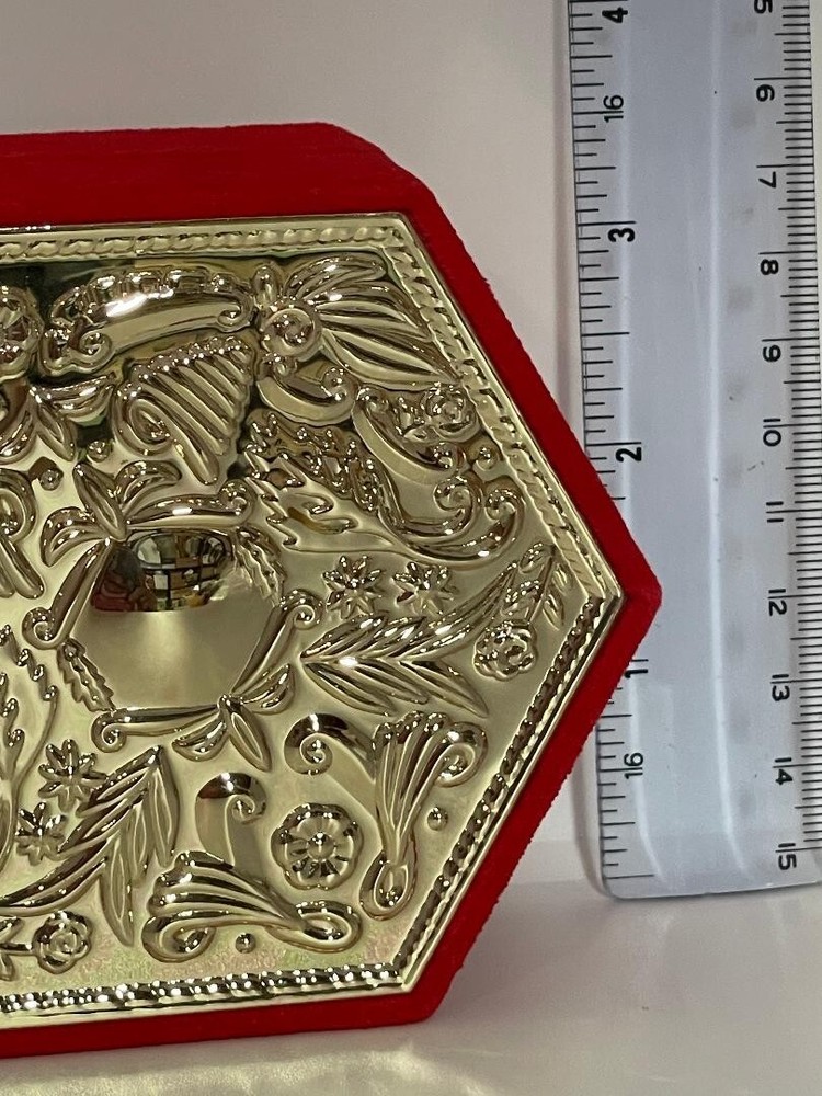 Red Velvet Hexagon shaped Trinket Box