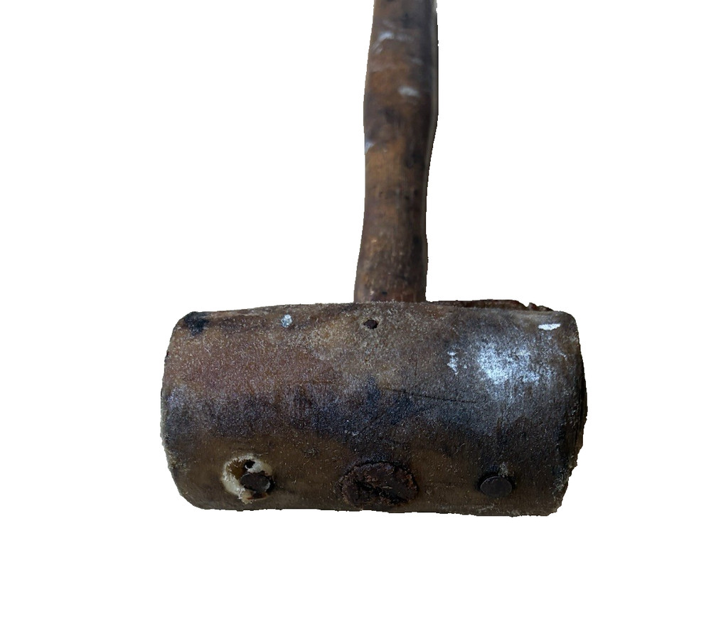 Vintage Rolled Rawhide Mallet Hammer Soft Hit Hammer Old Tool Leather Worker