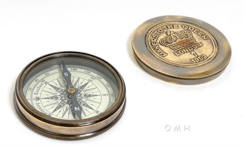 Antique-Style Brass Compass with Leather Case