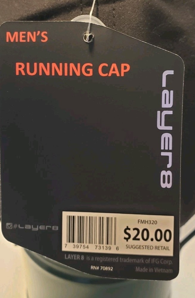 Layer 8 Black Running Cap New with Tags