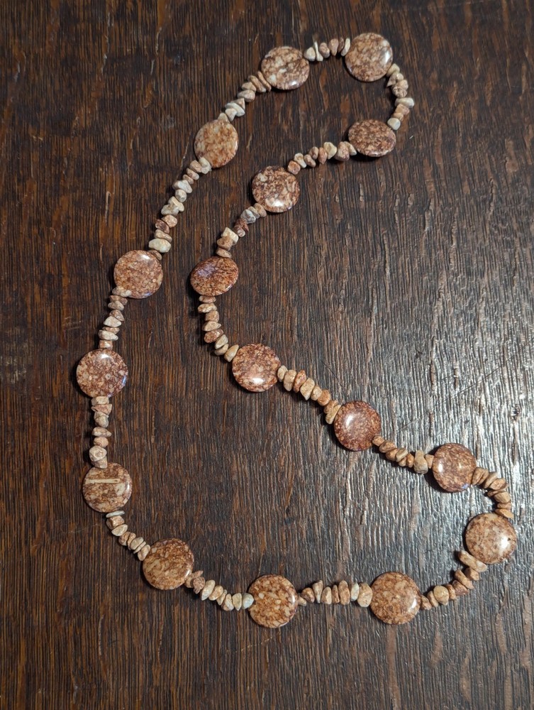 Vintage Necklace Red Jasper? Round Stones Pullover Chip Beaded EUC