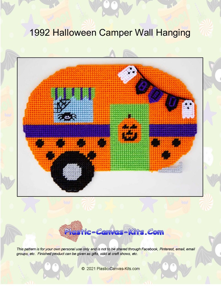 Halloween Camper Wall Hanging- Plastic Canvas Pattern or Kit