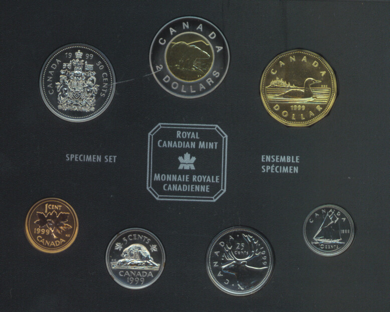 1999 CANADA POLAR BEAR $2.00 COIN SPECIMEN SET BOX COA