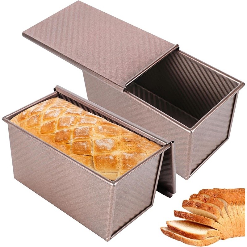 Non-Stick Pullman Bread Pan W/ Lid Durable Loaf Pan Even Heat Distribution New