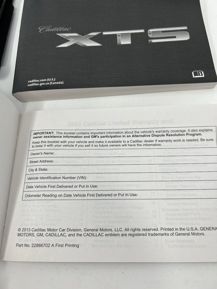 2015 Cadillac XTS Owners Manual OEM Complete Set
