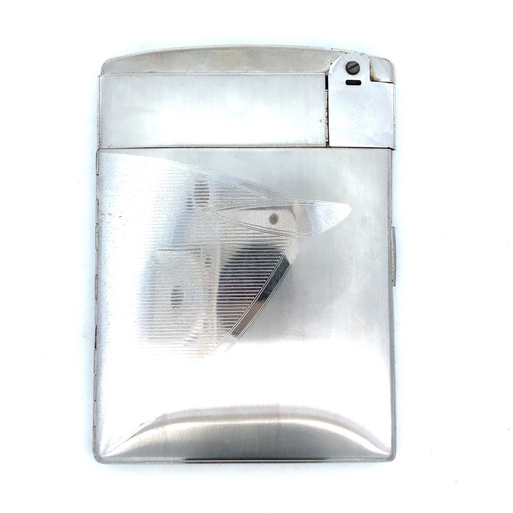 Mid Century Modern Ronson Escort Silver Toned Combo Cigarette Lighter & Case