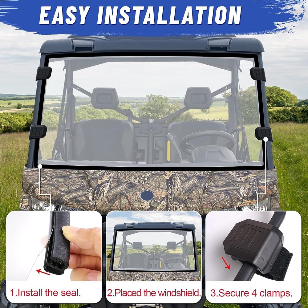 For Can Am Defender HD 5/8/10 2016-2025 Scratch-Resistant Front Windshield PC