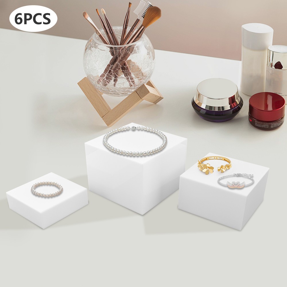 6 Pack Acrylic Cube Display Stands, Food Risers for Buffet Table, Nesting