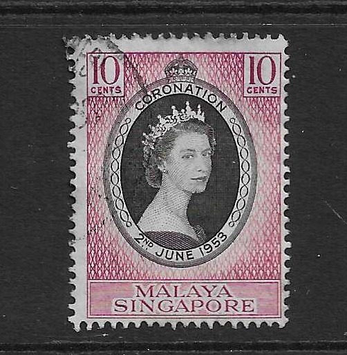 Singapore 1953 Coronation SG37. Used