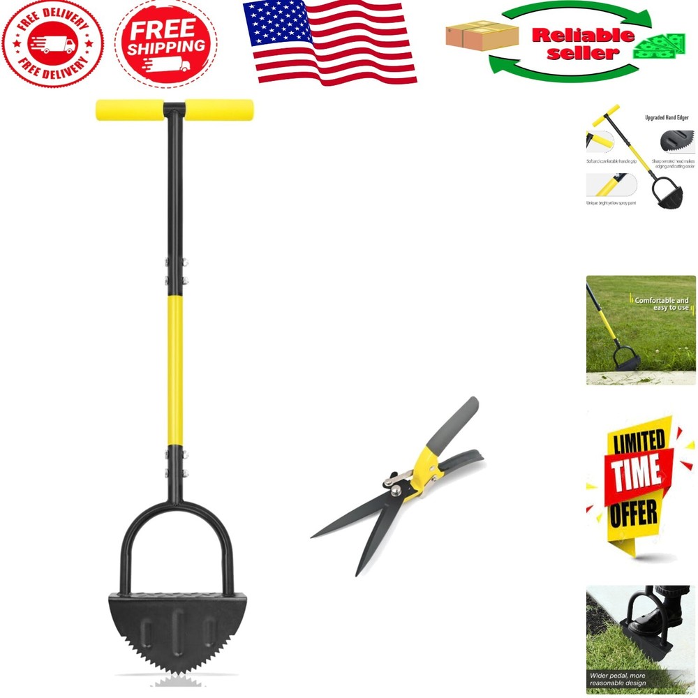 Lightweight 39-Inch Ergonomic Garden Edger with Sharp Serrations for Clean Cuts