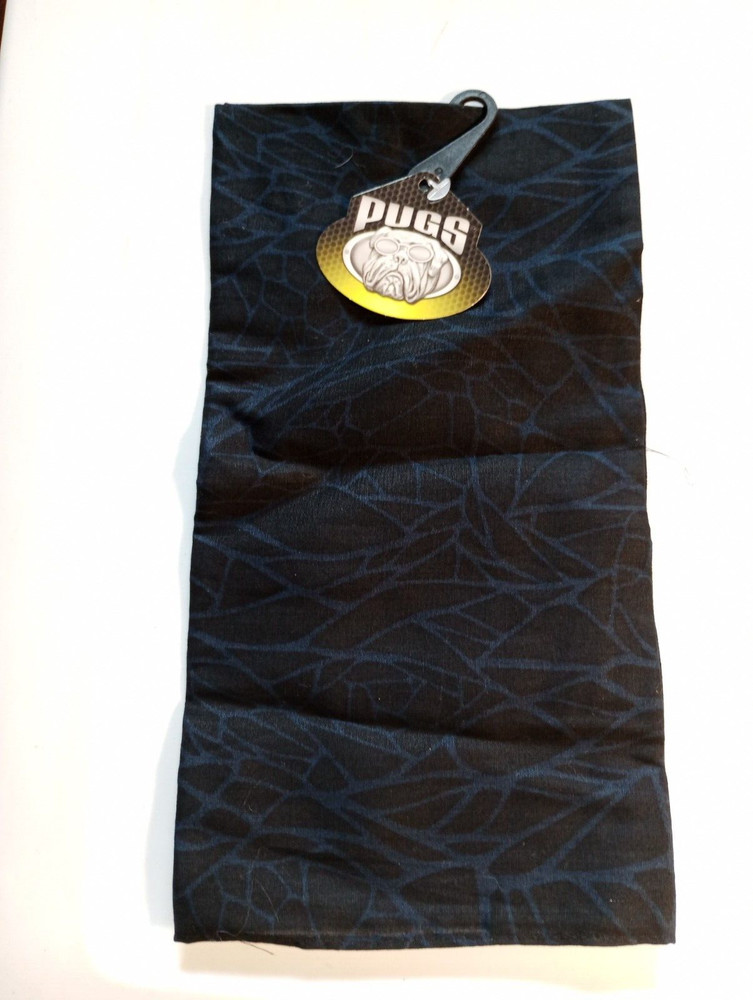 Pugs Bandana Black and Dark Blue Lined Pattern With Tags