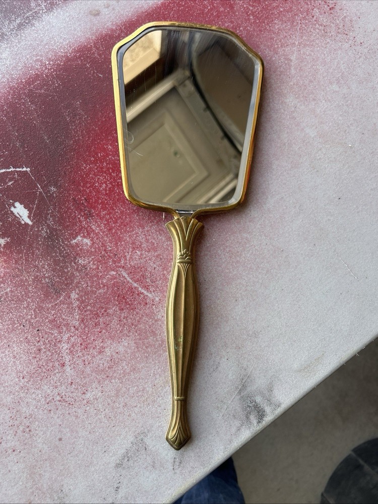 Antique Padded Hand Held Vanity Mirror