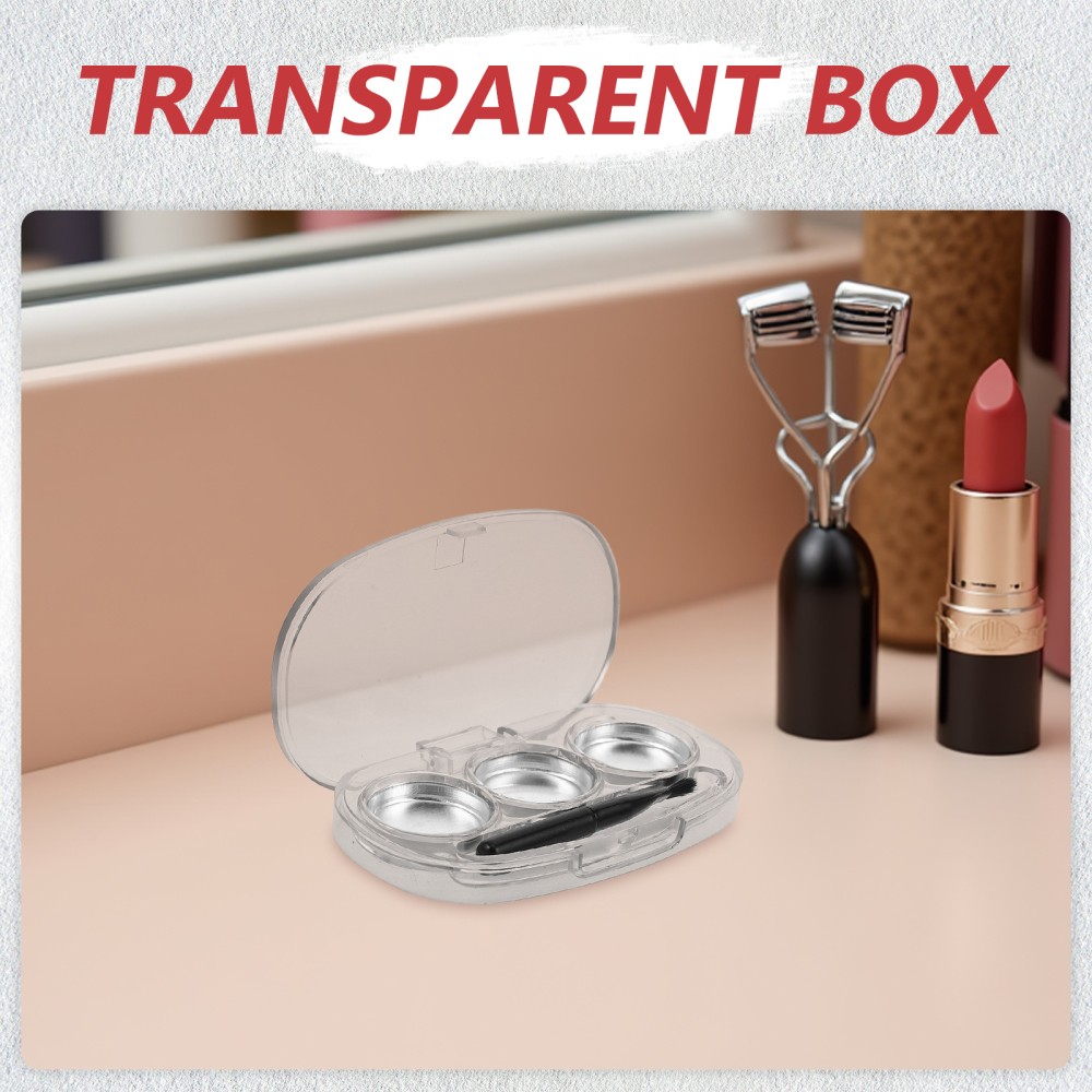 3pcs Eyeshadow Palette: Transparent Empty Eye Shadow Palette With Brush - Mini