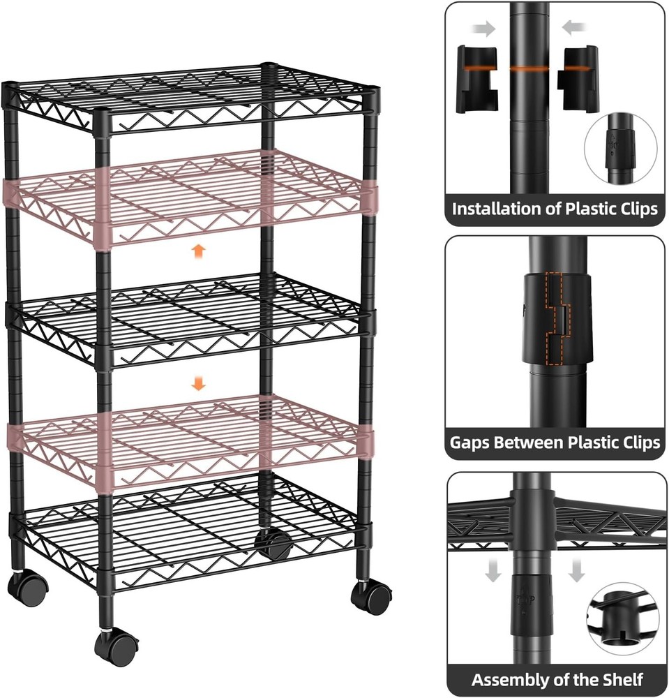 Versatile 3-Tier Shelving Unit on Wheels - Fireproof and Waterproof for Easy Use