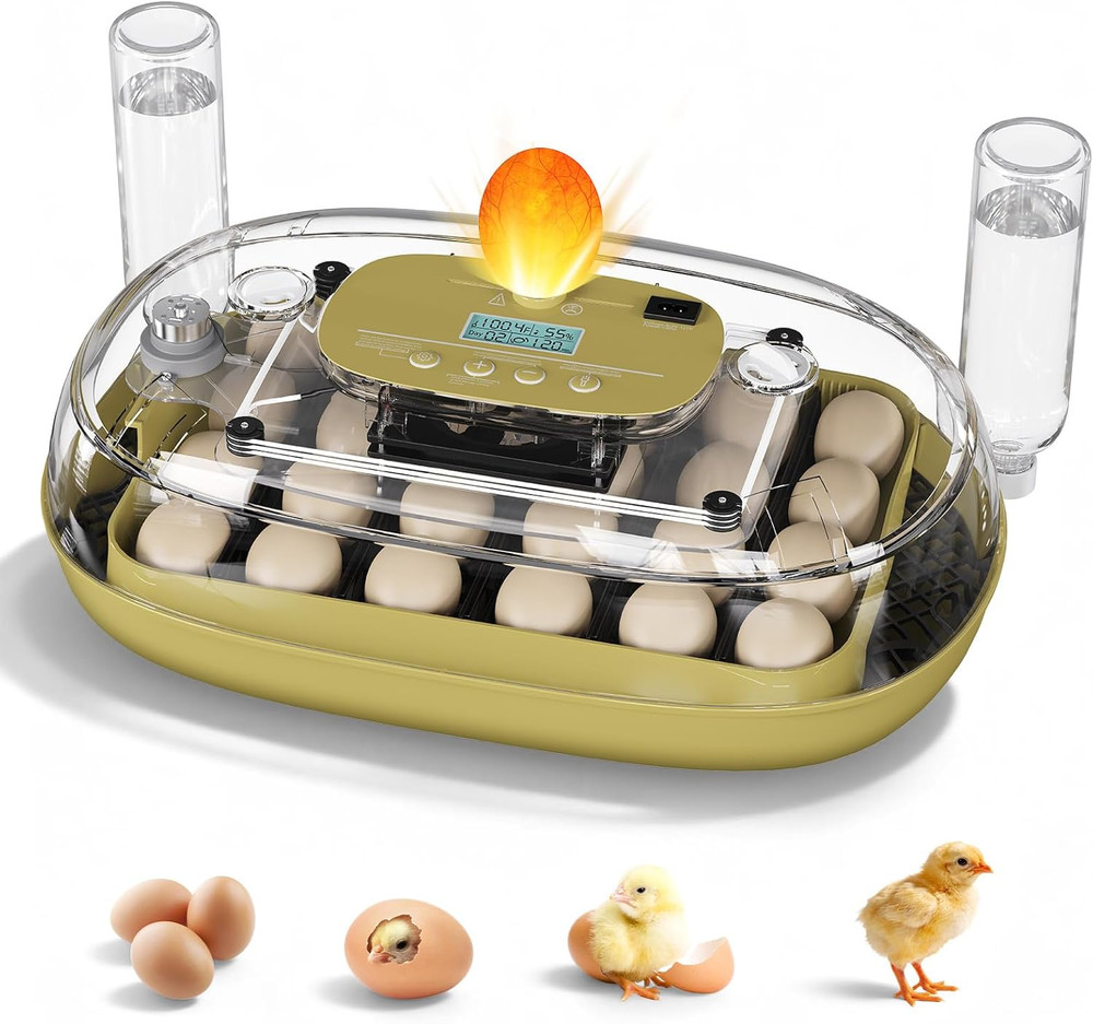 24 Egg Incubator for Hatching Eggs, Automatic Egg Turning, Temperature & Humidit