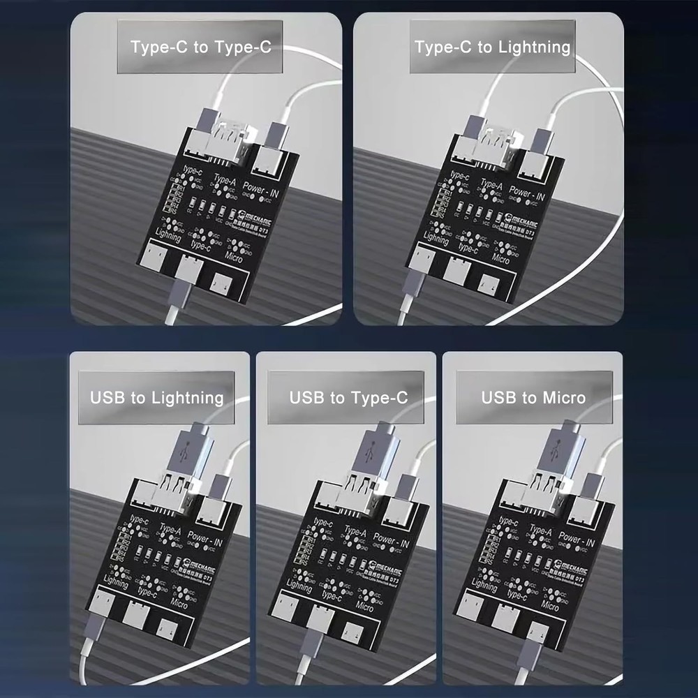 DT3 ON-Off Data Cable Detection Board USB Tester for iOS Android Black