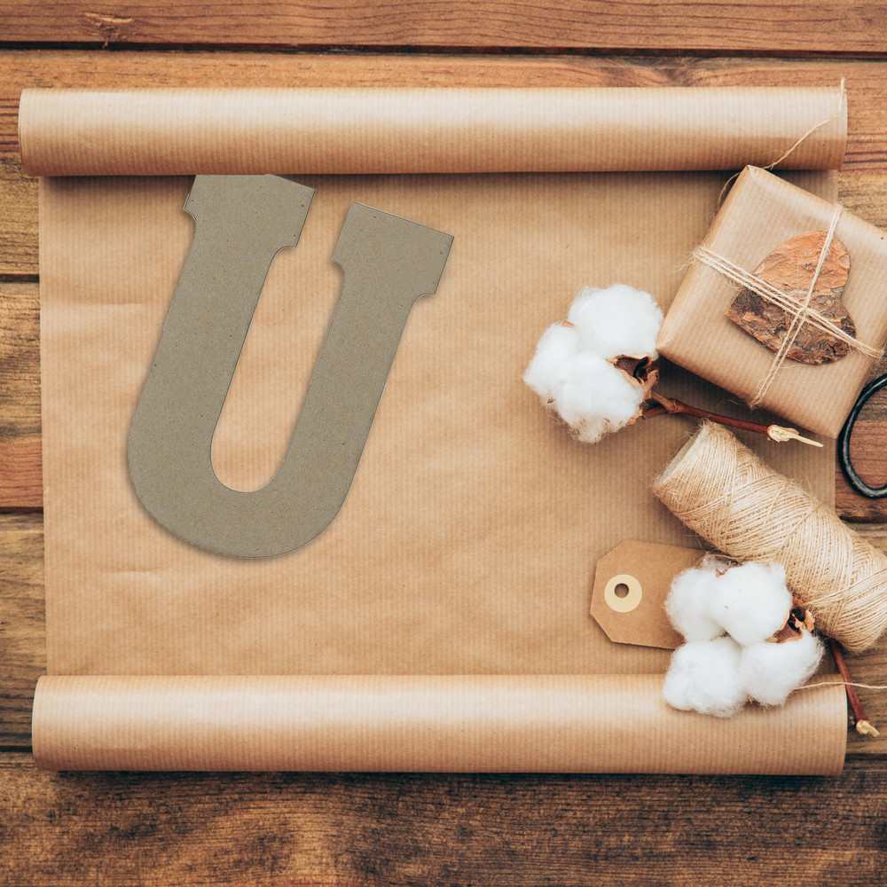 Chipboard Letter 8" U 1pc Natural