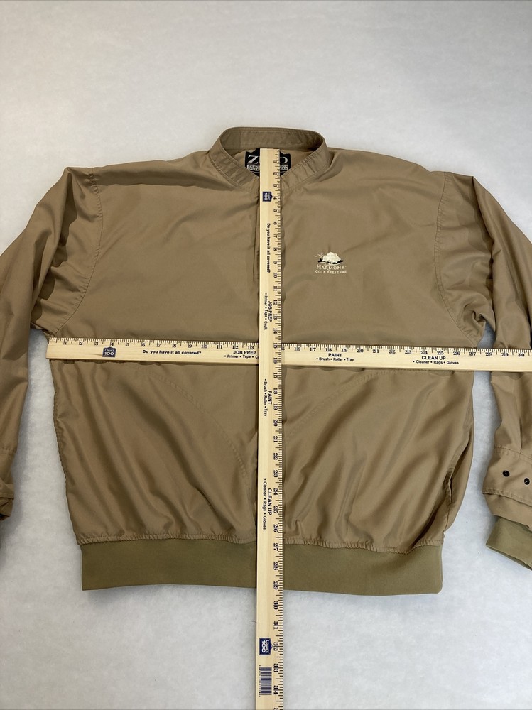 Zero Restriction Golf Mens XL Beige Tan Windbreaker Pullover 1/4 Snap Jacket