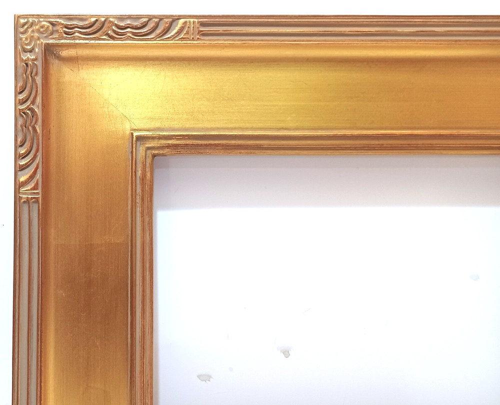 11 X 14 ART DECO CLOSED CORNER FLAT PANEL GOLD LEAF 3 3/4" W STD PICTURE FRAME