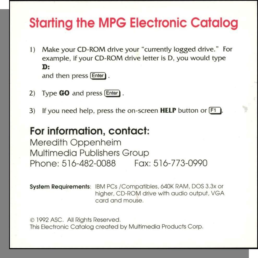 MPG Multimedia Publishers Group 1992 Interactive CD-ROM Software Catalog - New!
