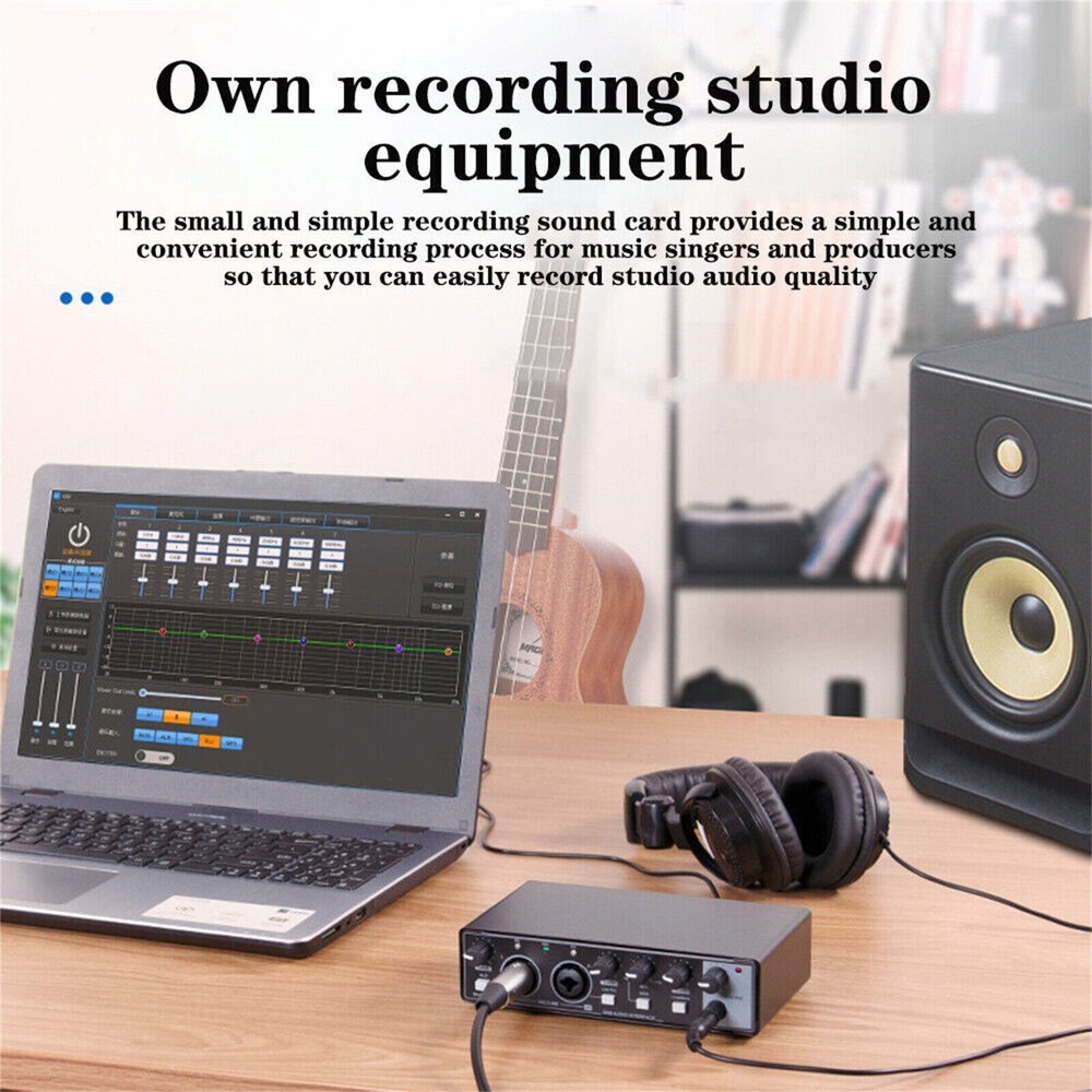 For Studio Recording USB Live External Sound Card Audio Interface Live Streaming