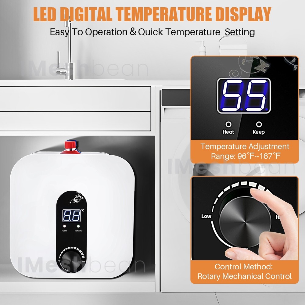 Instant Electric Water Heater Shower Compact 15L/4Gal Mini-Tank Storage RV 110V