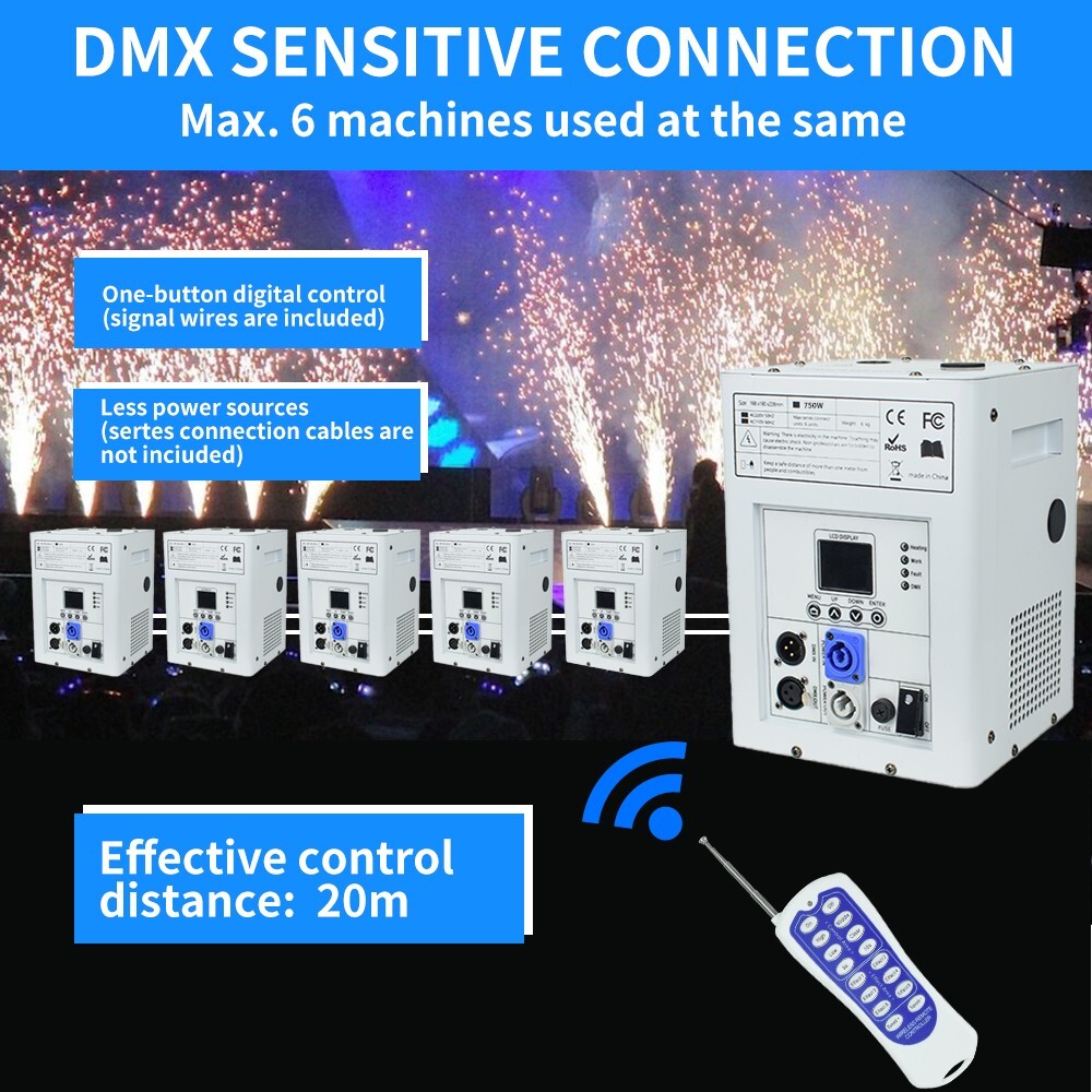 2PCS 750W Cold Spark Machine Stage Effect DMX Firework Party Wedding Firework