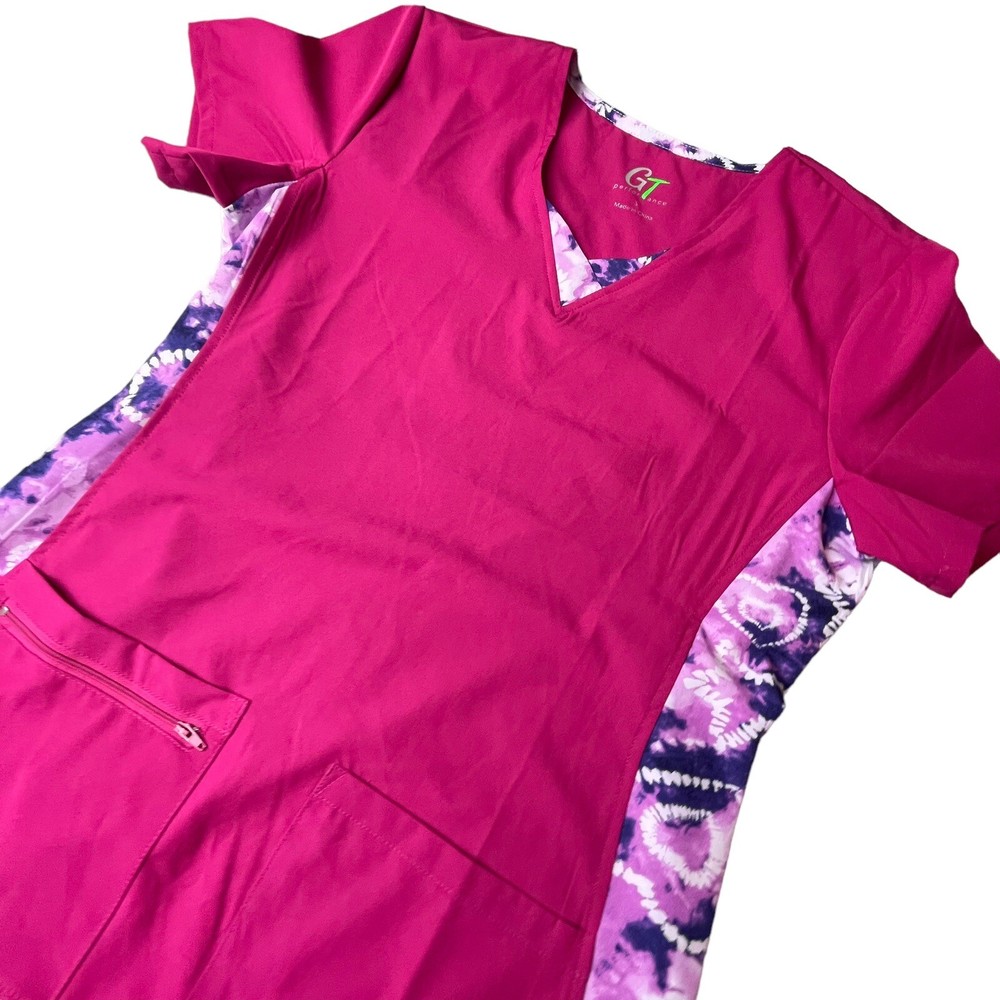 GT Performances Pink Short Sleeve Lightweight Nurses Scrub Top Small