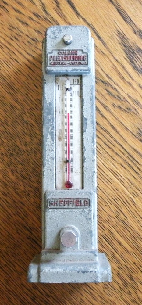 INTRIGUING SHEFFIELD DAIRY THERMOMETER COLUMN PRECISIONAIRE DAYTON OHIO Deco