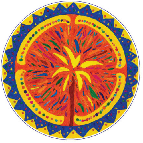 Mandala Greeting card, Palm Tree version, Round in Square Envelope
