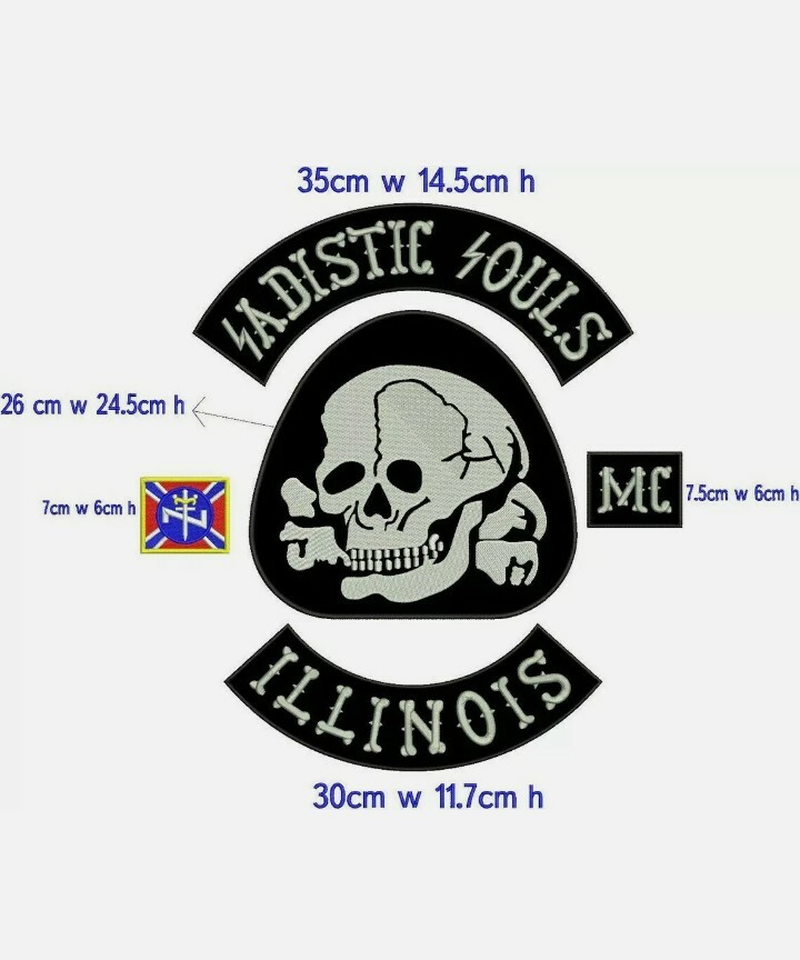 Illinois mc 35cm iron on embroidered set