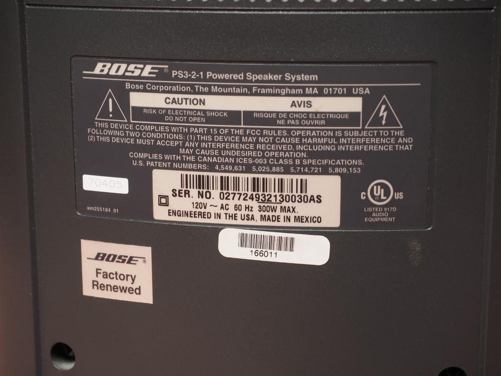Bose 3·2·1 2.1 Channel Home Entertainment System Graphite Please Read