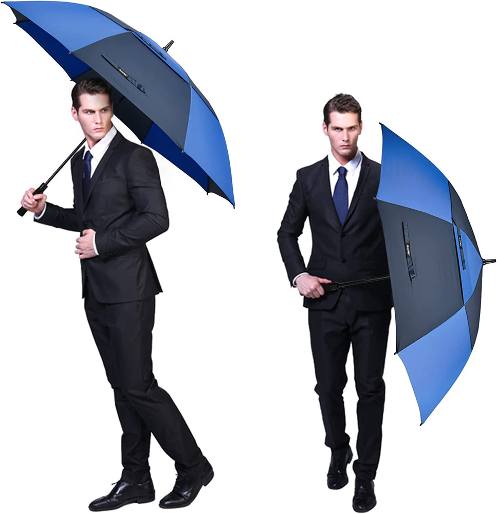54/62/68 Inch Automatic Open Golf Umbrella Extra Large Oversize Double Canopy Ve