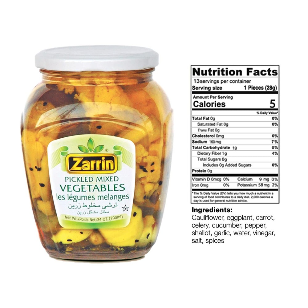 - Pickled Mixed Vegetables, 700 ml / 24 Oz